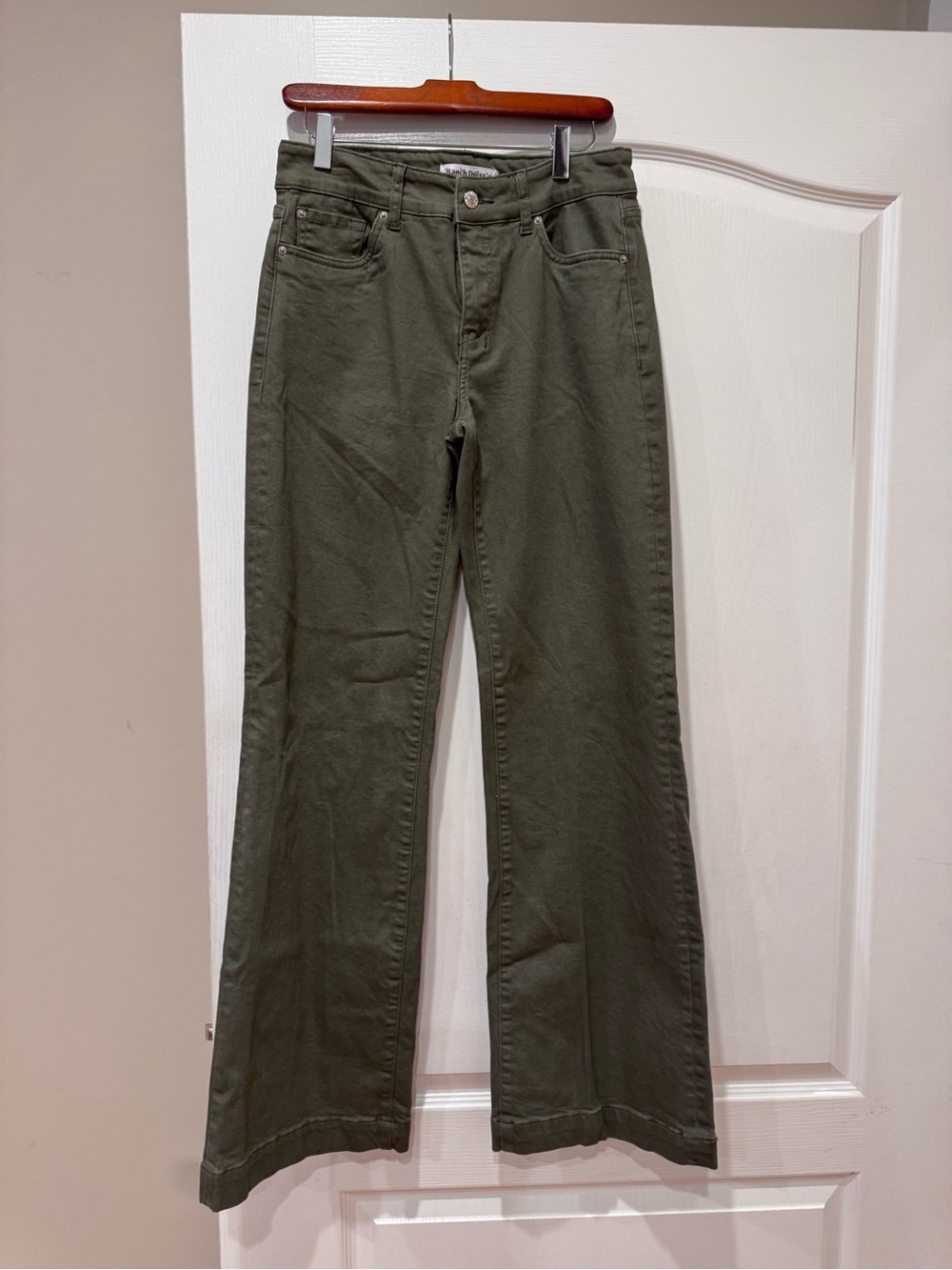 Classic High-Rise Wide-Leg Trousers — Olive Green